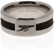 Arsenal FC Black Inlay Ring (UK Size: Medium) (Silver)