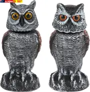 2 Pack Fake Owl Decoys to Scare Birds Away from Gardens and Patios, Rotating Hea