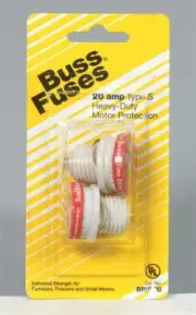 Bussmann BP/S-20 20A 125V Plastic Tamper Proof Plug Fuse 1.16 Dia. x 1.25 L in.