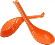 Cionyce 2PCS Asian Soup Spoons, Chinese Japanese Miso Ramen Wonton Dumpling Pho Rice Noodle Soba Soup Spoons, Orange Melamine Spoons, TUOHAI00231028-10003