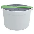 (Green)Microwave Rice Cooker 2L Food Grade PP Material Rice Spoon Lid HB0
