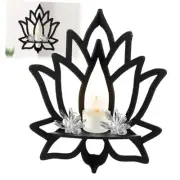 Water Lily Flower Corner Shelves Wooden Lotus Crystal Shelf Black Wall Crystal
