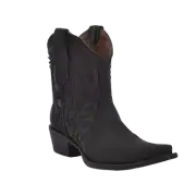 Corral Ladies Black Embroidery & Inlay Snip Toe Ankle Boots L6090