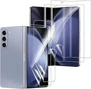 Hydrogel Screen Protector for Samsung Galaxy Z Fold 6, [2+2 Pack] 3D Curved Flexible Soft TPU Protective Film [Support Fingerprint Unlock] Full Covered [Bubble Free] Inner Screen Protector