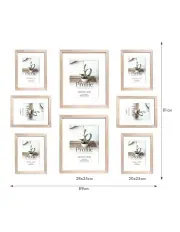 Deluxe Gallery Photo Wall Frame Set D - 8 Frames - Polar Birch
