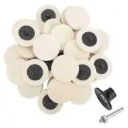 30 Pcs 2 Inch Wool Disc Polishing Buffing Pads Wheels Pad Holder with 1/4" Shank