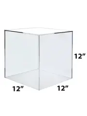 12" x 12" x 12" Clear Acrylic 5 Sided Display Cube