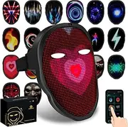 MEGOO Led Mask with Bluetooth Programmable App,Shining Led Light Up Face Mask for Adult Kid Halloween Masquerade Party