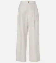 [Vince] Vince High-rise cotton-blend wide-leg pants AU 12 white