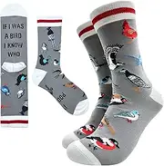 [Cusrtyh] Bird Lovers Novelty Funny Breathable Printed Cotton Socks, Unisex Cozy Knitted Crew Socks, Birthday Gifts for Animal lover Bird Lovers Friends Family Classmates Teen Sister roommate coworker