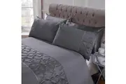 Pintuck Diamante Diamond Band GREY Color Soft Quilt Doona Duvet Cover PIllowcase Set