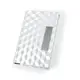 皮夾式名片盒 閃亮鋁絲方格編織不銹鋼金屬盒絨面內襯隱藏式磁扣名片夾 階梯立體方格面 鋁絲色