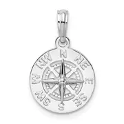 Sterling Silver De-Ani Rhodium-Plated Polished Mini Compass Pendant