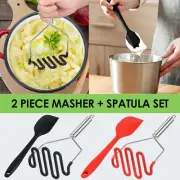 Potato Masher with Scraper Stainless Steel Carrots Masher Kitchen Tool ReZhE╮
