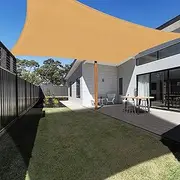 Ankuka Sun Shade Sail 3m x 4m Sand Rectangular Waterproof Garden Sun Sail Outdoor Patio Party Sunscreen Awning Canopy 98% UV Block With Rope