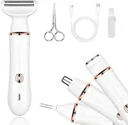 [LIWEGHT] Electric Razor: 4-in-1 Women's Body, Facial Hair Shaver, Multifunctional Lady Shaver, Female Trimmer, Rechargeable, Ladies Shaver for Smooth Skin on Face, Arms, Body, Legs, Underarms & Bikini Area