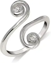 [JewelryWeb] Solid 925 Sterling Silver Elegant Adjustable Cubic Zirconia Large Scroll Toe Ring (15mmx15mm)