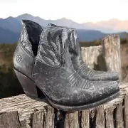 Ariat Women's Hazel Black & Silver Metallic Snip Toe Boots Shoe Size 8.5 Western