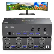 KVM Switch, USB & HDMI Switcher for 3 Computers Sharing One HD Monitor and 4 USB
