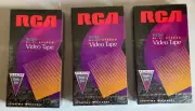 (3) RCA BLANK VHS VIDEO CASSETTE TAPES T-120 FACTORY SEALED 6 HOURS VCR TAPE