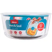 Decor Vent & Seal Glass Container Round 1.5L