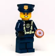 New Lego BAM 2023 Minifigure - Female Dark Blue Police Officer Cop w/ Donut (cty