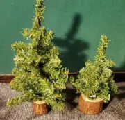 Miniature Christmas Artificial Pine Trees Bendable Branches Set of 2 10''& 7''