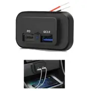 Car Fast Charger Socket PD Type C USB QC3.0 Ports Waterproof Power Adapter