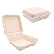 Sugarcane Food Boxes Biodegradable Disposable Takeaway Clam Container Large 1.2L