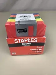 Staples 3.5" Floppy Disks Diskettes 25 Pack Multi-Colored - NEW Sealed Pack
