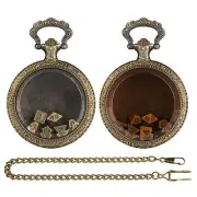 Transparent Pocket Watch Case with 7pcs/set Metal Polyhedral Dice Role Play Game