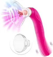 Adult Product Sex Toys Tongue Sucking Licking Vibrator, G Spot Tongue Vibrator with 8 Suction Modes & 10 Tail Vibration Modes & 5 Licking Modes (Red)