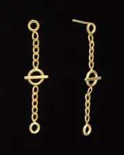 14K Circle & Bar Curb Link Drop Earrings