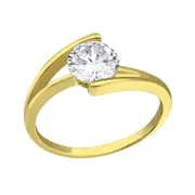 Silver Gold Solitaire Engagement Ring