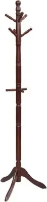 Tangkula Wood Coat Rack Freestanding, Entryway Height Adjustable Brown