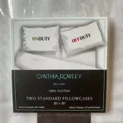 NEW CYNTHIA ROWLEY ON DUTY & OFF DUTY Standard Cotton Pillowcase Set Of 2