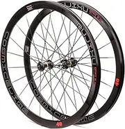Road Bike Wheelset 700C Road Bike Wheelset Double Wall Rim 40Mm Fixed Gear Bike Wheel 1.37 × 24 TPI Single Speed Carbon Fiber Hub Sealed Bearing Bicycle Wheel(A)