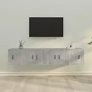 TV Stand Set, Concrete Grey Engineered Wood, Entertainment Center, TV Media Cabinet, Storage, Shelves, Room, Living Stands, Furniture, Table