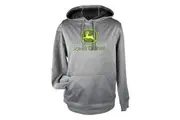 John Deere Performance Poly Mens Hoodie Jumper Pullover Grey Flouro Small