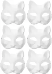 IMIKEYA Cat Mask 6Pcs White Paper Fox Masks Blank Mask Unpainted Wolf Animal Hal