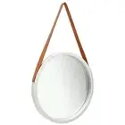 Wall Mirror with Strap 50 cm Silver Decorative Home Accent Modern Design 20366