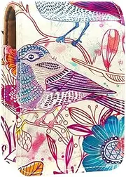 Travel Lipstick Organizer Case,Lipstick Case Portable Makeup Bag with Mirror,Colorful Birds and Flowers