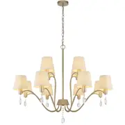 Malvern Crystal Chandelier 12 Lights Vintage Silver Pendant Modern Ceiling Telbix Lighting