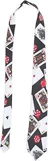 [Healeved] Magician Dress Up Tie with Poker Dice Print Creative Costume Accessories for Theme Parties and Stage Performances Fashionable Black Background Necktie for Magicians