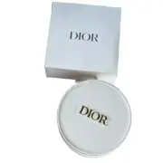 NIB {DIOR} Round Gold Logo Ivory/ White Vanity Case With Mirror - Makeup Case