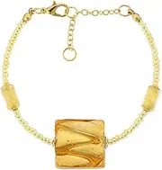[Glass Of Venice] Murano Glass Royal Cognac Square Bracelet