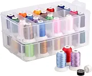 Simthread Machine Embroidery Thread Kit with Storage Box Organiser - 40 Brother Colours, 550 Yards/Spool