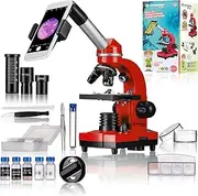 Bresser Junior Student 40x-1600x Microscope with Smartphone Holder, Red