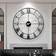 HEBOIX Large Wall Clock for Living Room,Decorative Round Modern Wall Clock,Roman Silent Black Clock Battery Operated for Bedroom/Kitchen/Entryway/Office/Farmhouse 32Inch