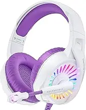 ZIUMIER Z20 Purple Gaming Headset for PS4, PS5, Xbox One, PC, Wired Gaming Headphones with Microphone, Comfortable Earmuffs, Stereo Surround Sound, Adjustable Headband
